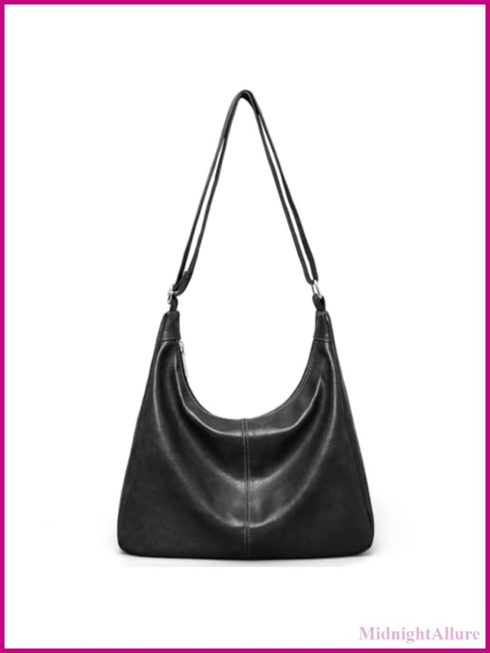 Vegan Leather Hobo Shoulder Bag Slouchy Tote Purse Adjustable Strap